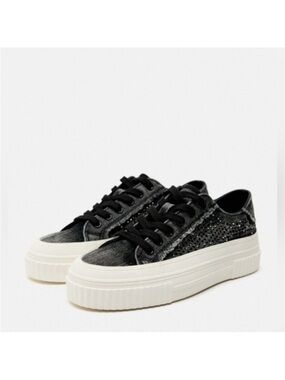 ZARA Black Platform Lace-Up Women's Sneakers